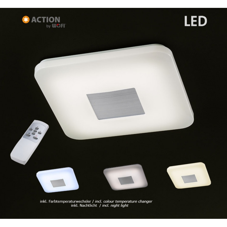 Stropní svítidlo VIEW hranaté LED 25W 2000 lm stmívatelné vč.dálkového ovládání - WOFI ACTION