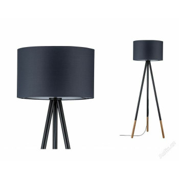 Stojací lampa Neordic Rurik látkové stínidlo šedé / dřevo - PAULMANN 796.33