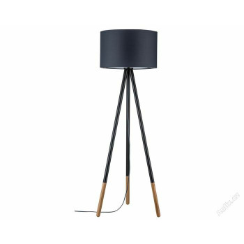 Stojací lampa Neordic Rurik látkové stínidlo šedé / dřevo - PAULMANN 796.33