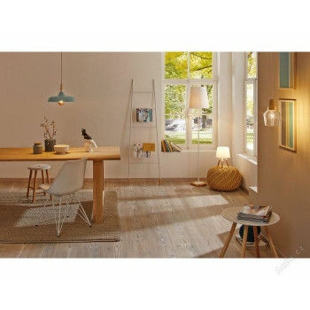Stojací lampa Neordic Stellan látkové stínidlo bílá / dřevo - PAULMANN 796.34