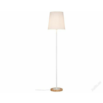 Stojací lampa Neordic Stellan látkové stínidlo bílá / dřevo - PAULMANN 796.34