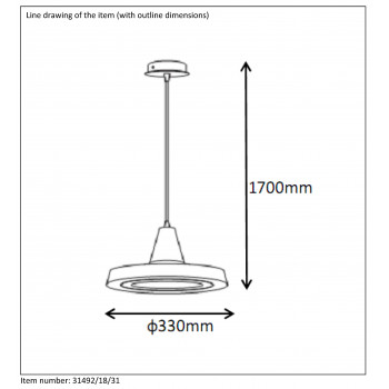 Lucide SOLO - závěsné svítidlo - Ø 33 cm - LED - 1x18W 2700K - Bílá 31492/18/31