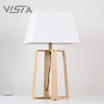 Vista stolní lampa dřevo Bílý jasan + len - VBL04
