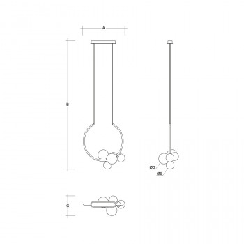 Závěsné svítidlo OHM 24,5W LED 4000K sklo argento dorato opál ZL2.L2.O55.70 - LUCIS