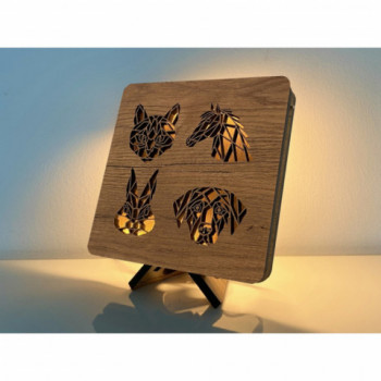 Li-Go "Hlavy zvířátek" lampa 19x19cm , Barva dřeva dub B