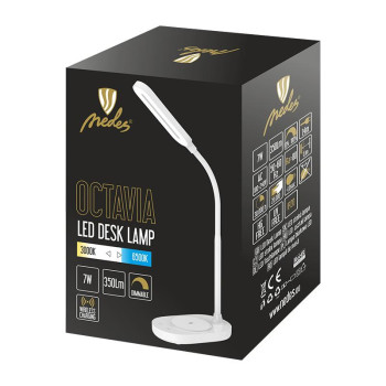 LED lampička OCTAVIA 7W stmívatelná s bezd.nabíjením - DL4301/W