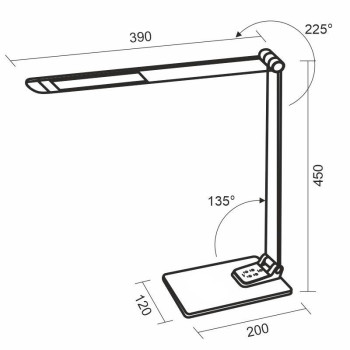 LED lampička FRIDA stmívatelná s časovačem a USB 12W - DL5302/B