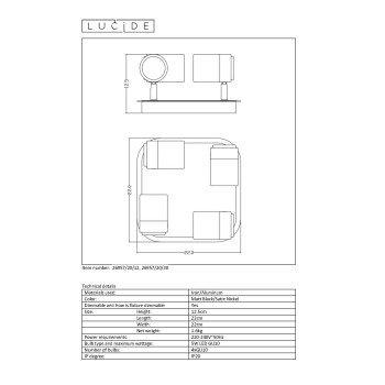 Lucide LENNERT - stropní svítidlo - stmívatelné - GU10 - 4x5W 3000K - Černá 26957/20/30