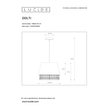 Lucide DOLTI - závěsné svítidlo - Ø 45 cm - Hnědošedá 78368/45/41