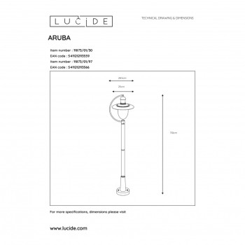 Lucide ARUBA - venkovní svítidlo - IP44 - Rezavě Hnědá 11873/01/97