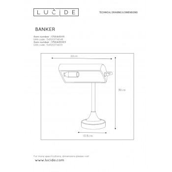 Lucide BANKER - stolní lampa -Bronz 17504/01/03