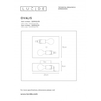 Lucide OVALIS - nástěnné svítidlo - Bílá 12219/02/31