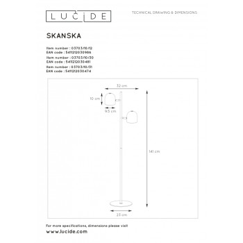 Lucide 03703/10/31 SKANSKA-LED lampa stojací 2x4W H140cm bílá