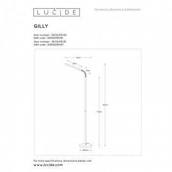 GILLY stojací lampa LED 5W H153 D20cm 2700K černá