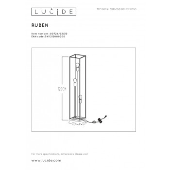 Lucide 00724/03/30 RUBEN lampa stojací 3x E27 40W