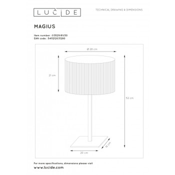 Lucide MAGIUS stolní lampička Rattan E27/40W H52 černá/nature