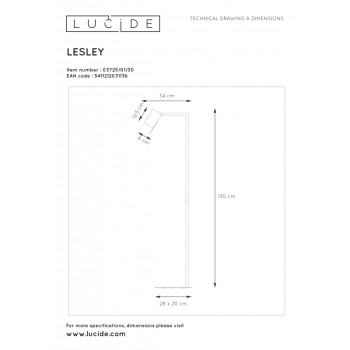 LESLEY Stojací čtecí lampa - 1xGU10 - černá