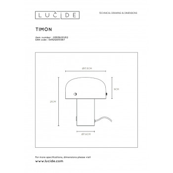 Lucide TIMON stolní lampička E14/25W 21cm matná zlatá/Opal