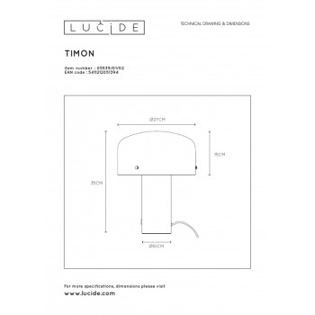 Lucide TIMON stolní lampička E27/25W 35cm matná zlatá/Opal