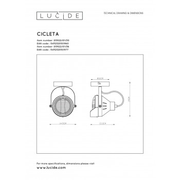 Lucide 05922/01/30 CICLETA svítidlo bodové 1x Gu10/35W černá