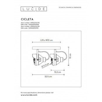 Lucide 05922/02/30 CICLETA svítidlo bodové 2xGu10/35W černá