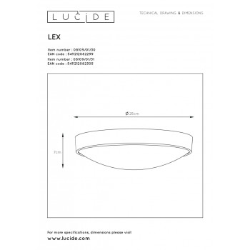 Lucide LEX - zapuštěné stropní svítidlo - Ø 25 cm - Černá 08109/01/30