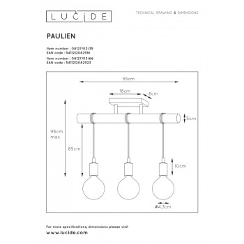 Lucide PAULIEN Stropní svítidlo 1xE27 60W Blue