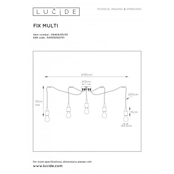 Lucide FIX MULTIPLE - závěsné svítidlo - Černá 08408/05/30