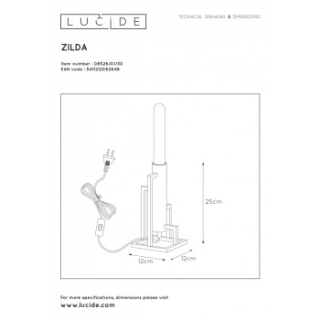 Lucide ZILDA - stolní lampa - Černá 08526/01/30