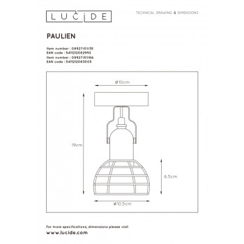 Lucide PAULIEN nástěnné bodové svítidlo 1xE27 60W Blue