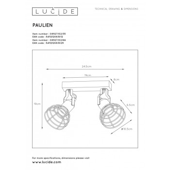 Lucide PAULIEN Stropní bodové 2xE27 60W Blue