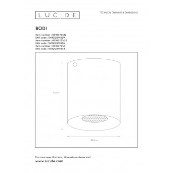 Lucide BODI - stropní svítidlo - Ø 8 cm - GU10 - Černá 09100/01/30