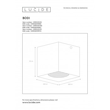 Lucide BODI - stropní svítidlo - Ø 8 cm - GU10 - Černá 09101/01/30