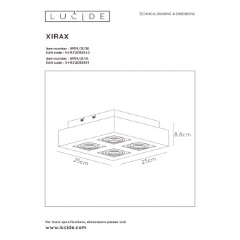 Lucide 09119/21/30 XIRAX svítidlo stropní 4xGU10/5W LED 