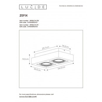 Lucide ZEFIX Stropní bodové svítidlo 2x Gu10/12W DTW černá