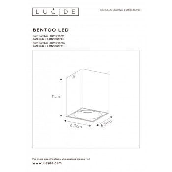 Lucide BENTOO-LED - stropní svítidlo - stmívatelné - GU10 - 1x4,5W 3000K - Šedá 09913/05/36