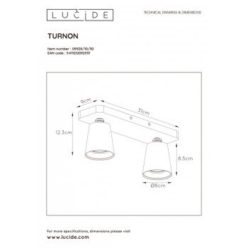 Lucide TURNON Stropní bodové 2xGU10/5W černá / zlatá