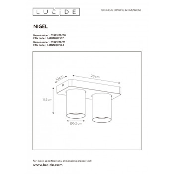 Lucide NIGEL Stropní bodové 2xGU10/5W černá