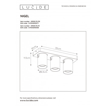 Lucide NIGEL Stropní bodové 3xGU10/5W černá