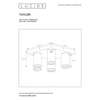 TAYLOR Stropní svítidlo 4x GU10/5W IP44 DTW Bílá