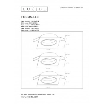 Lucide FOCUS - podhledové svítidlo - stmívatelné - GU10 - 3x5W 3000K - Chrom - Set of 3 11002/15/12