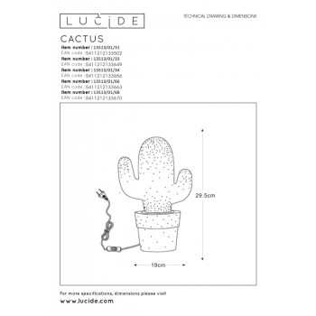 Lucide CACTUS - stolní lampa - Ø 20 cm - Bílá 13513/01/31