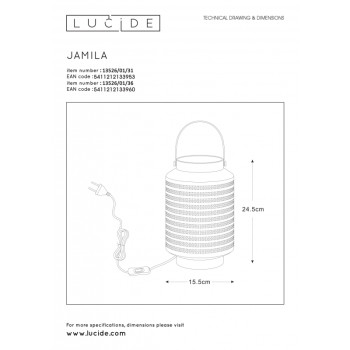 Lucide 13526/01/36 JAMILA stolní lampa E14 25W H24.5 cm tmavě šedá