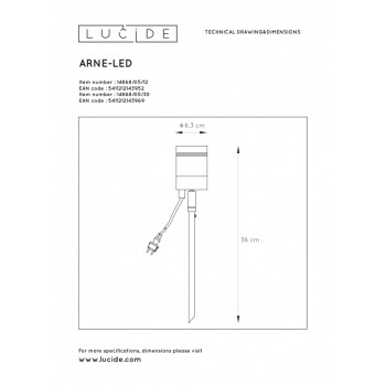 Lucide ARNE-LED - Bodové svítidlo venkovní - Ø 6,3 cm - LED - GU10 - 1x5W 2700K - IP44 - Chrom 14868/05/12