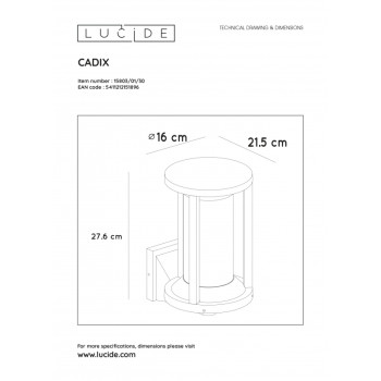 Lucide CADIX Outdoor Stropní svítidlo E27/max 15W led černá