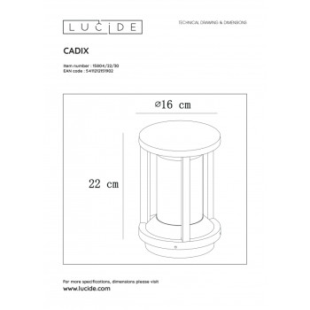 CADIX venkovní osvětlení 22cm E27/max 15W led černá