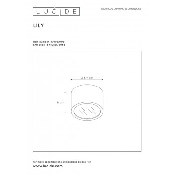 Lucide LILY - stropní svítidlo do koupelny - Ø 8 cm - G9 - IP54 - Bílá 17995/01/31