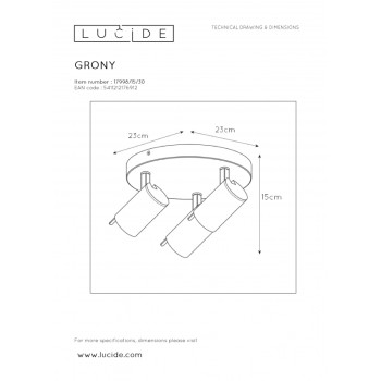 Lucide GRONY Stropní bodové svítidlo 3xGu10/5W černá/zlatá