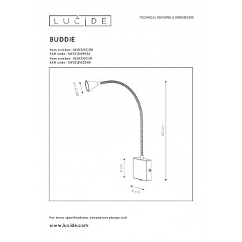 Lucide BUDDY - noční lampa - LED - 1x3W 4000K - Černá 18293/03/30