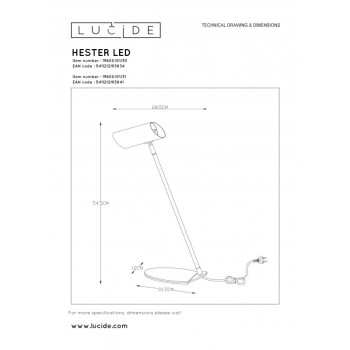 Lucide HESTER - stolní lampa - GU10 - Bílá 19600/01/31